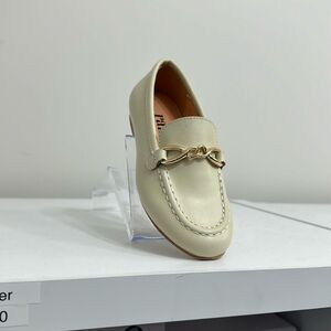 Kids European leather taupe chain loafer shoe.